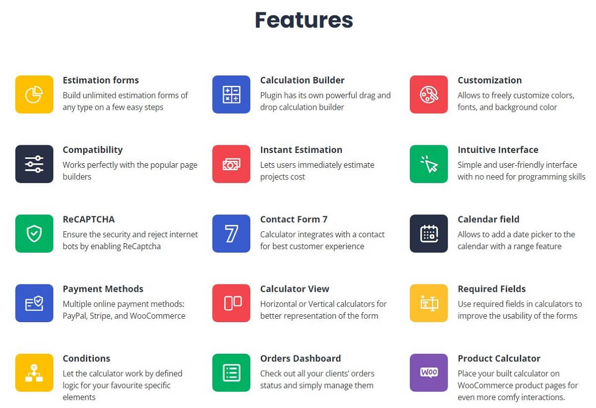 features cost calculator